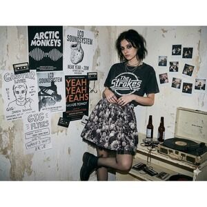 Olsenboye size 1 floral Mini Skirt High Waist Pleated‎ Whimsigoth Grunge y2k